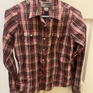 Wrangler Brown and Pink Plaid Shirt